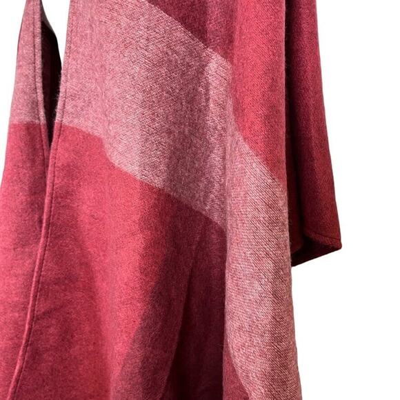 Woolrich Womens Red Fringe Poncho Cape Wide Stripe Open Jacket Cardigan O/S - Picture 9 of 16